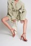 Women's Thin Band Back Helmet Heeled Shoes Livora Tan Skin - 5
