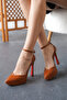 Tan Leather Baretli Women's Platform Heeled Shoes Accies - 2
