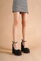 Black Satin Ankle Stone Platform Women's Shoes Figos - 2