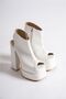 White Skin Double Platform Back Open Design Women's Shoes Elay - 4