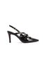 Three-Buckle Black Patent Leather Short Heeled Women's Stiletto Royal - 3