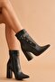 Black Leather Women's Heeled Boots & Booties Cristina - 2