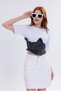 DAME Women's Denim Corset Detail Jersey T-shirt - 3