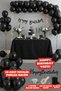 Black Balloon Chain Set 30 Pieces Metallic Black Balloons Happy Birthday Written Birthday Decoration