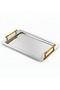 Lara Sade Nergis Stainless Steel Tea Tray 29X45 cm – 0.80 mm Gold Handle Stylish Simple Presentation - 2