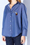 Navy Blue Striped Shirt with Brooch Detail |   Mks167430-01 - 4