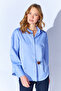 Blue Brooch Detailed Striped Shirt |   Ek1007430-7430 - 2