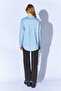 Oversized Single Pocket Gabardine Shirt with Blue Brooch Detail |   Mkw168174-01 - 7