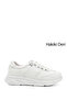 Women's White Padded Sole Lace-Up Genuine Leather Sneakers