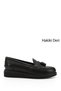 Women's Black Wedge Sole Genuine Leather Loafer Shoes