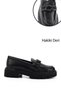Women's Black Thick Heeled Buckle Genuine Leather Loafer Shoes