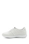 Women's White Lace-Up Padded Sole Genuine Leather Sneakers - 4