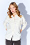 Ecru Brooch Detailed Oversized Single Pocket Gabardine Shirt |   Mkw168174-01