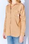 Camel Brooch Detailed Oversized Single Pocket Gabardine Shirt |   Ek10008174 - 5