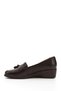 Women's Brown Antique Wedge Sole Tasseled Genuine Leather Shoes - 5