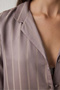 Dark Beige Emilia Tie Detail Shirt Collar Satin Pajama Set - 6