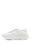 Women's White Padded Sole Lace-Up Genuine Leather Sneakers - 4