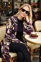 Women's Floral Patterned Tok Textured, Soft Long Knit Cardigan - 2