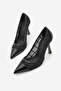 Women's Stiletto Pointed Toe Thin Heel Mesh Classic Heeled Shoes Zirva Black - 3