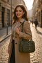 Women's Khaki Quilted Shoulder Bag Waterproof Buzzy Fabric 4 Compartments - 2