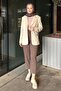 Beige Modal Single Button Jacket - 4