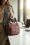 Women's Burgundy Quilted Shoulder Bag Waterproof Buzzy Fabric 4 Compartments - 2