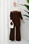 Two-Color Glitter Knitwear Tunic Set with Trousers - 2