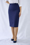 Dark Blue Pencil Midi Woven Skirt - 3