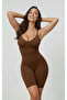 Larix Model Full Length Sports Bodysuit Bodysuit with 5 Zone Effective Push up Effect, Brown Color - 3