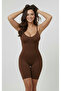 Larix Model Full Length Sports Bodysuit Bodysuit with 5 Zone Effective Push up Effect, Brown Color - 4