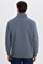 Unisex Relax Fit Relaxed Cut Cotton Fleece Inside Half Zipper Gray Stand Collar Sweatshirt - 7