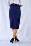 Dark Blue Pencil Midi Woven Skirt - 4