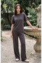 Brown Oversize Women's Tracksuit Top and Bottom Set