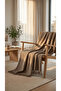 Beige Sofa Shawl / TV Cover / Throw 130x170 Cm (Fringe Included)