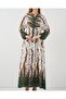 Women's Patterned Long Hijab Dress 2585 - Mustard - 6