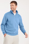 Unisex Relax Fit Relaxed Cut Cotton Fleece Inside Half Zip Blue Stand Collar Sweatshirt - 5
