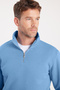 Unisex Relax Fit Relaxed Cut Cotton Fleece Inside Half Zip Blue Stand Collar Sweatshirt - 2