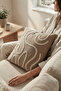 Buldan Handwork Line Detailed Punch Embroidered Olefin Fabric Throw Pillow Cover 43X43 cm - 5