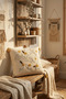 Colorful Spring Flower Punch Embroidered Decorative Tassel Throw Pillow Cover Cotton 42X42 cm - 3
