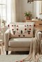 Colorful Acacia Punch Embroidered Decorative Tassel Throw Pillow Cover Cotton 35X55 cm