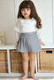 Girls' Double Set - Ruffled White Blouse & Patterned Shorts
