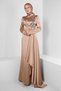 STONE EMBROIDERED FLUFFY SATIN EVENING DRESS 50359 - 2