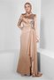 STONE EMBROIDERED FLUFFY SATIN EVENING DRESS 50359