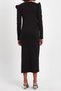 Women's Black Square Neck Balloon Sleeve Slit Stretch Fabric Ribbed Knit Midi Dress - 8