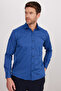 Classic Fit Long Sleeve Cotton Plain Men's Indigo Shirt