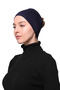 Women's Combed Cotton Seamless Hijab Bandana Bone Sports Hair Band-navy blue
