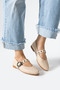 Beige Capsule Detail Elastic Buckle Ballerina Casual Shoes - 3