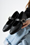 Black Capsule Detail Elastic Buckle Ballerina Casual Shoes - 2