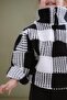 Navy Blue Checkered Half-Zip Wellsoft Children's Coat 1-6 Years - 6