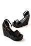 Women's Verla Black Single Strip High Wedge Sole Shoes - 3